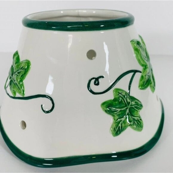 Ivy Vine Candle Shade Yankee Topper Ceramic Scalloped VTG 90s Jar Farmcore Jar S - Picture 6 of 10